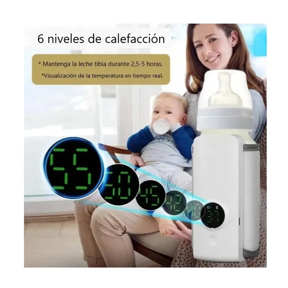calentador de biberón, con pantalla de temperatura de 6 niveles y batería recargable