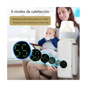 calentador de biberón, con pantalla de temperatura de 6 niveles y batería recargable